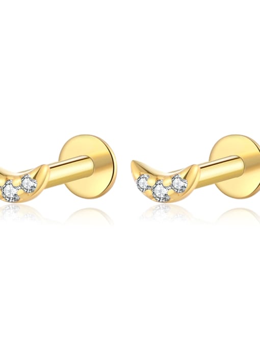 18k Gold [Moon] 925 Sterling Silver Cubic Zirconia Flower Dainty Stud Earring